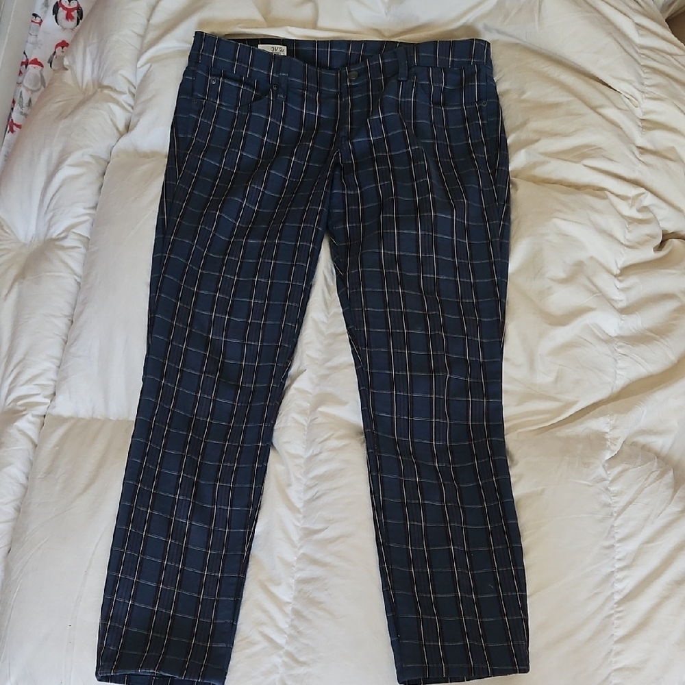 GAP women's/unisex blue plaid skinny pants 31/12r